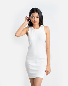 Rib High Neck Mini - White