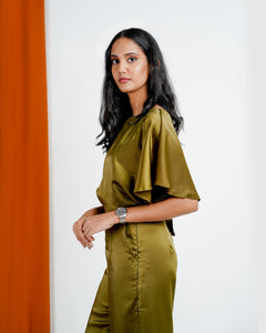 Satin Jumpsuit - Olive