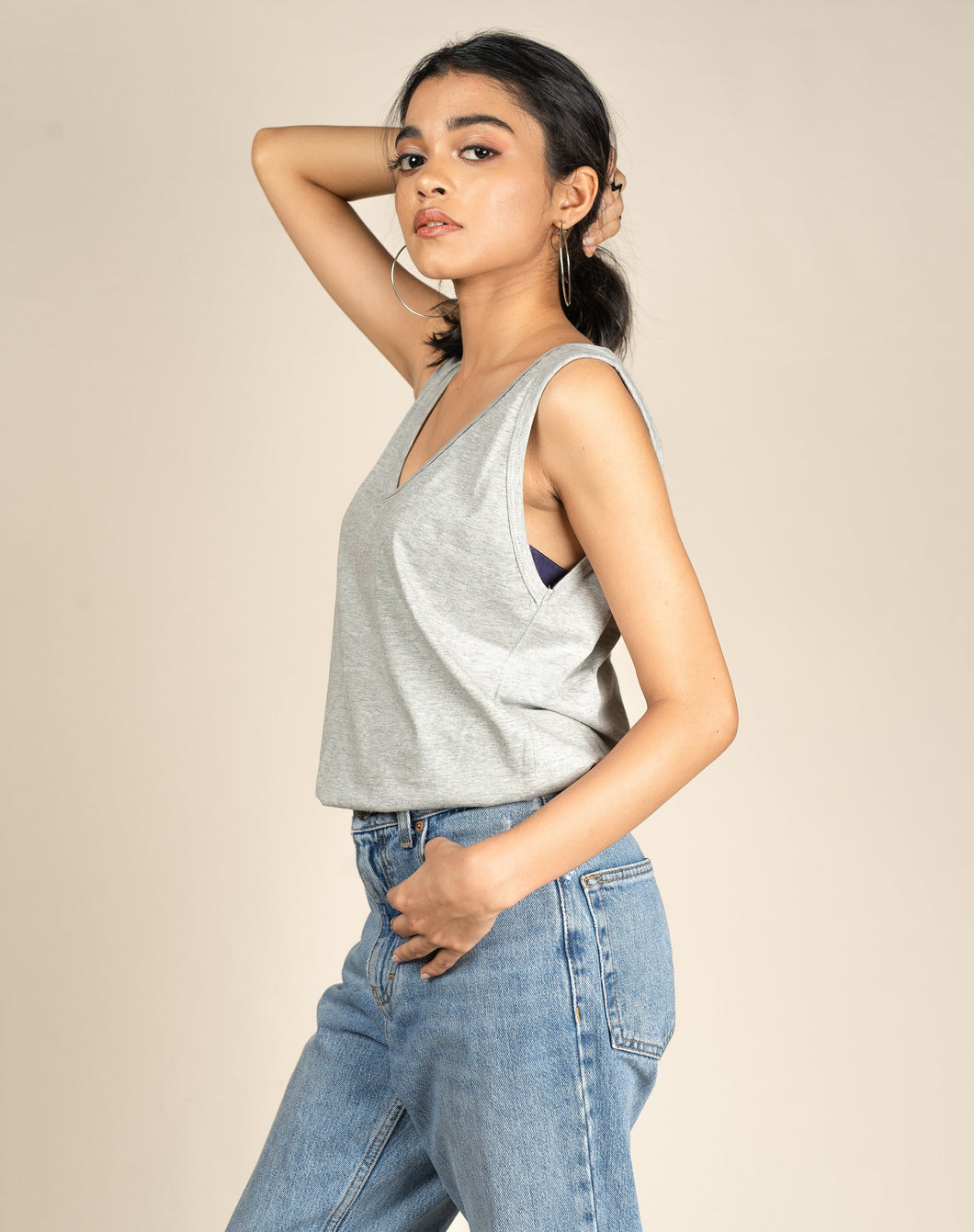 Deep Cut Tank - Grey