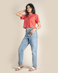 Oversized Crew Crop - Raspberry