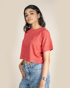 Oversized Crew Crop - Raspberry