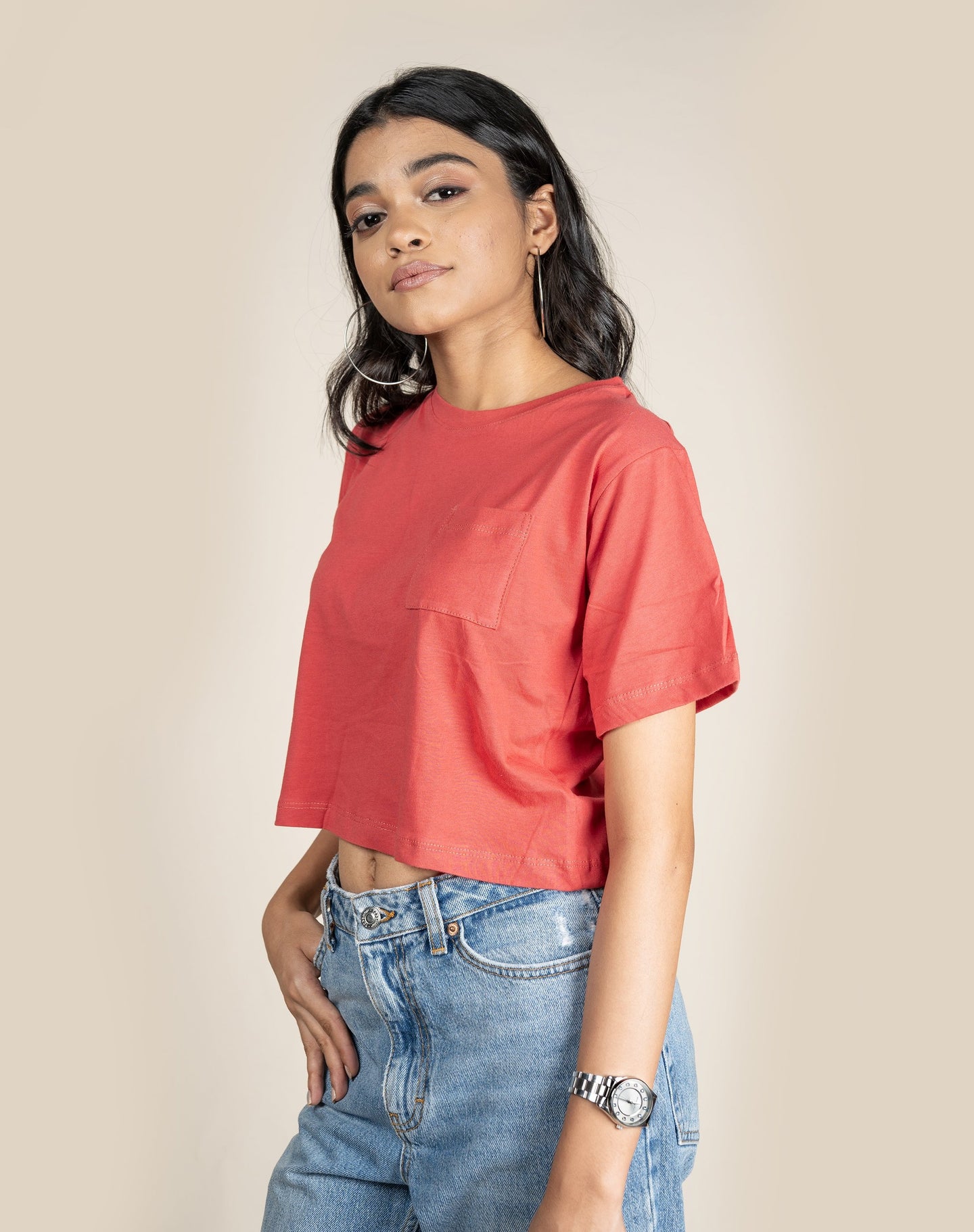 Oversized Crew Crop - Raspberry