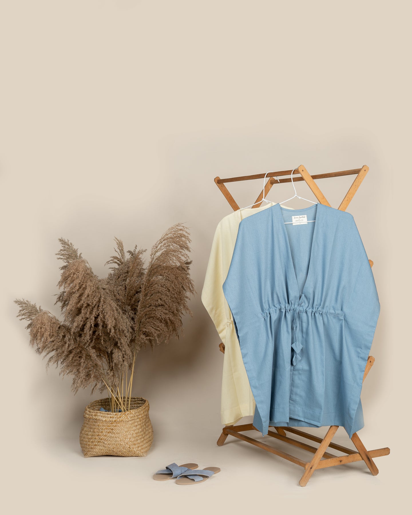 Linen Mini Kaftan - Steel Blue