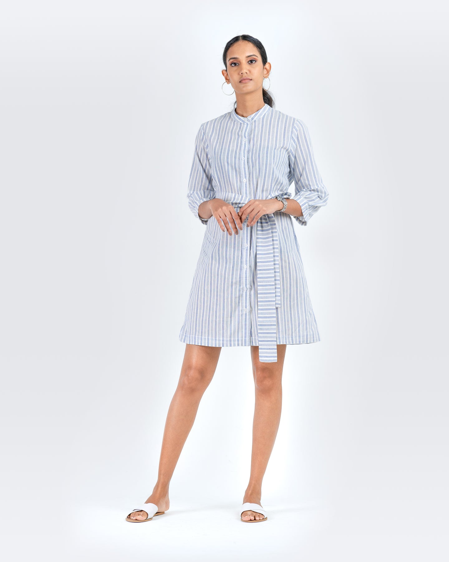 Day Shirt Dress Mini - Blue Stripes