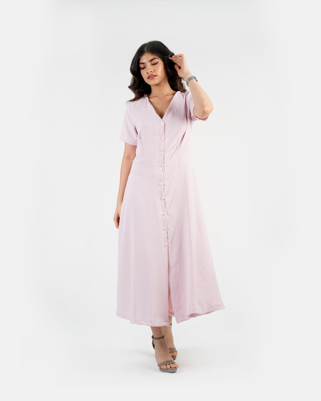 Day Dress Buttoned - Blush