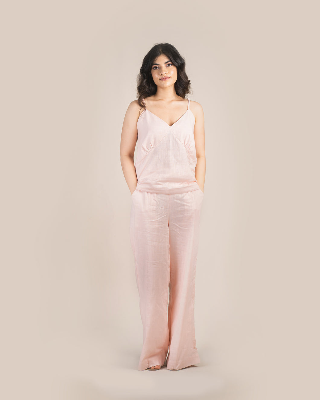 Linen Cami + Pant - Pink