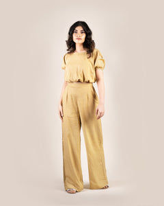 Linen Crop + Pant - Nude