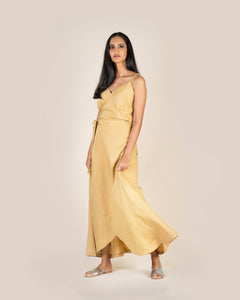 Linen Wrap Skirt - Nude