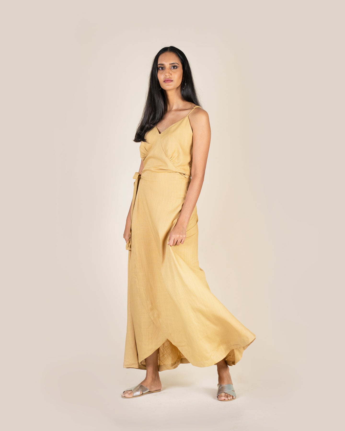 Linen Wrap Skirt - Nude