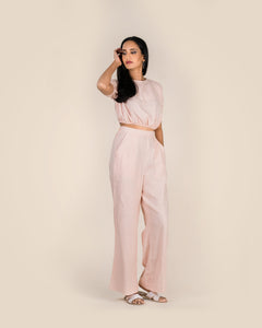 Linen Crop + Pant - Pink