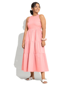 High Neck Signature Tiered Dress - Candy